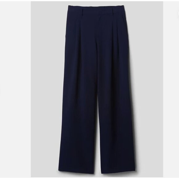 GAP Easy Crepe Drapey PLEATED Navy Blue Loose Straight Pants Size 12 TALL RT$80 - Picture 7 of 14